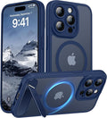 Magnetic Compatible with iPhone 15 Pro Case, [Built-in Kickstand][Full Camera Protection][Compatible with MagSafe][Anti-Fingerprint] Shockproof Phone Case for iPhone 15 Pro 6.1",Blue