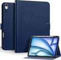 Genuine Leather Case for iPad Air 13 inch M4 2026/M3 2025/M2 2024, with Pencil Holder and Adjustable Stand, Magnetic Closure, Auto Wake/Sleep Cover | Blue