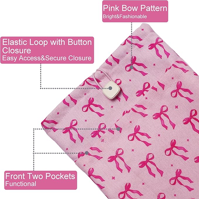 Padded eReader Sleeve Tablet Bag Pouch for eReader Paperwhite, Colorsoft,Signature Edition, Voyage,Scribe/Kobo eReader,Book Protector for Paperbacks and Small Hardcovers Bow(Pink, Medium)