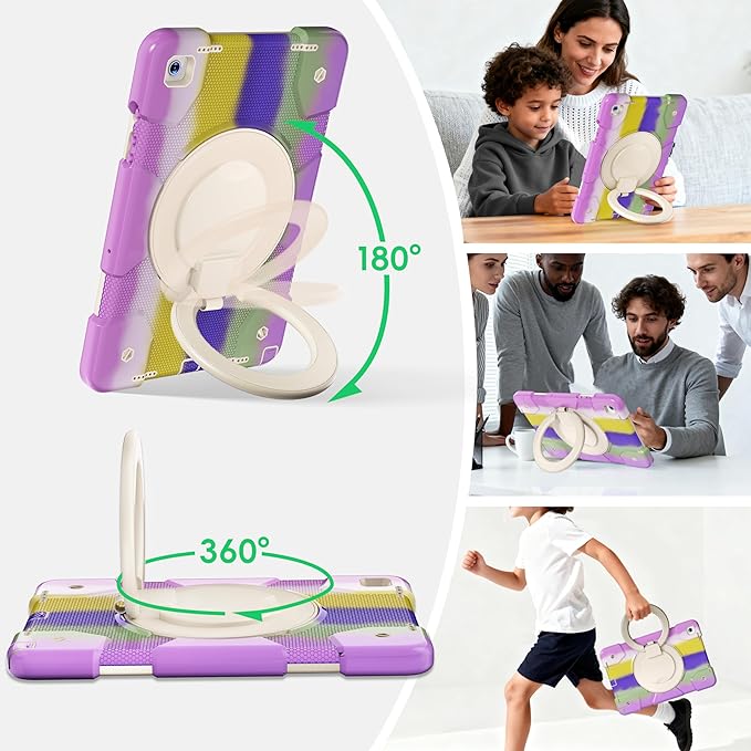Andnary Case for Samsung Galaxy Tab A11+ Plus/A9+ 11 Inch 2025/2023, Tablet Case for Samsung Galaxy A9 Plus/A11+ with Screen Protector/360° Rotating Stand/Pen Holder/Shoulder Strap (Colorful Purple)