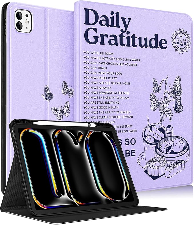 Uppuppy for iPad Pro 13 Inch Case 2024 - Women Girls Cute Folio Smart Cover with Pencil Holder Girly Kids Pretty Unique Aesthetic for iPad Pro M4 13 Inch Cases A2925 A2926 A3007