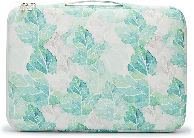 Kinmac 360° Heavy Duty Protective Laptop Sleeve Case Bag Cover with Handle for MacBook Air 13 inch,iPad Pro 13 inch and 13.3 inch HP,Dell,Lenovo,Asus,Acer Laptop (Green Leaf)