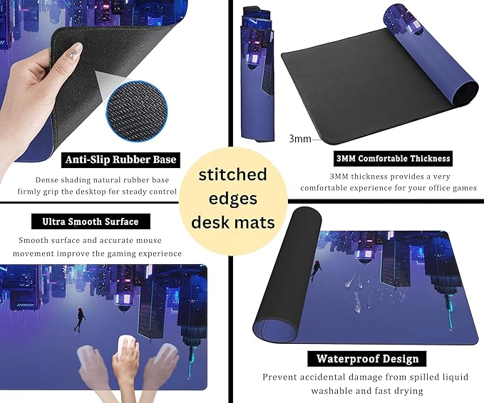 Anime Desk Mat XXL Gaming Mouse Pad, Extended Keyboard Mat, Full Desk Accessories, 31.5"x15.75"