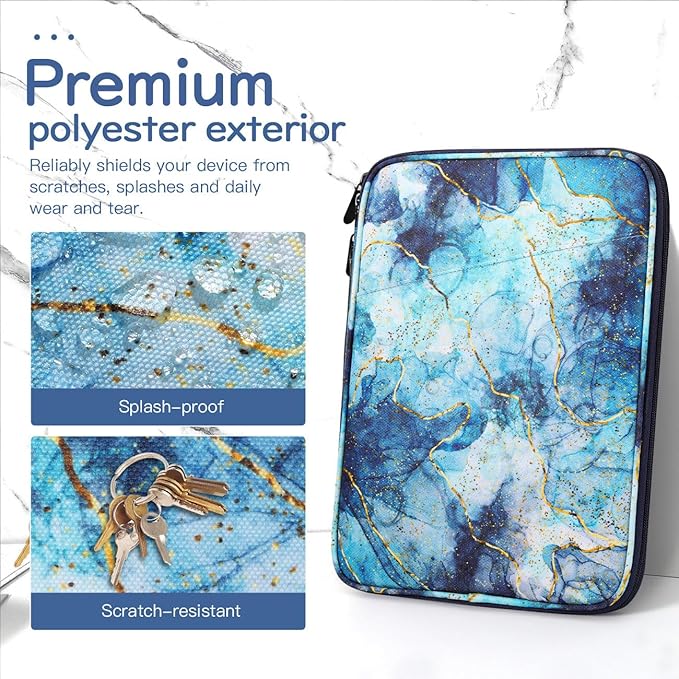 Dadanism 13Inch Tablet Sleeve Bag Carrying Case for iPad Pro 13" M5/M4 2025/2024, iPad Air 13" M4/M3 2026/2025, iPad Pro 12.9", Galaxy Tab S10+/S9 FE+/S9+ 12.4", Remarkable Paper Pro 11.8",Marble Blue