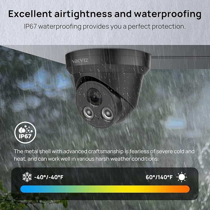 5MP PoE Camera,Smart Human/Vehicle Detection IP Camera,Built-in Mic,2.8mm Lens 105°Wide Angle Vision POE Security Camera,98ft IR Night Vision, 24/7 Recording,IP67 Waterproof, NDAA Compliant (Black)