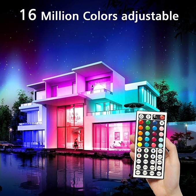 DAYBETTER Led Lights Color Changing Led Strip Lights with Remote Controller 60 ft, 2 Rolls of 30 ft Led Lighting for Bedroom, Home Decoration