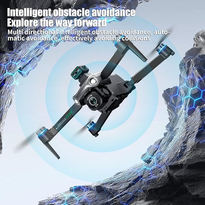 Drones With Camera for Adults 4K,Remote Contorl with Large Screen,FPV Drone with 50mins Flying Time,Auto Return GPS,360° Obstacle Avoidance Drone for Beginner,extra 8G SD Card Included