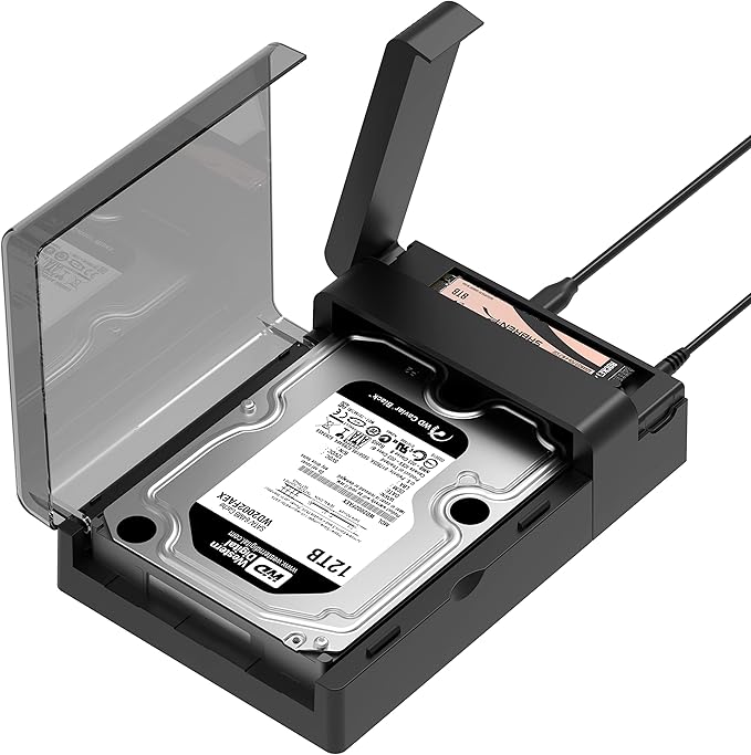 SABRENT USB-C Lay Flat Docking Station – NVMe M.2 + SATA 2.5”/3.5” SSD/HDD Enclosure, 10Gbps, Tool-Free, Offline Clone Function, USB 3.2 Type-C, for Windows, Mac, Linux (DS-UFNC)