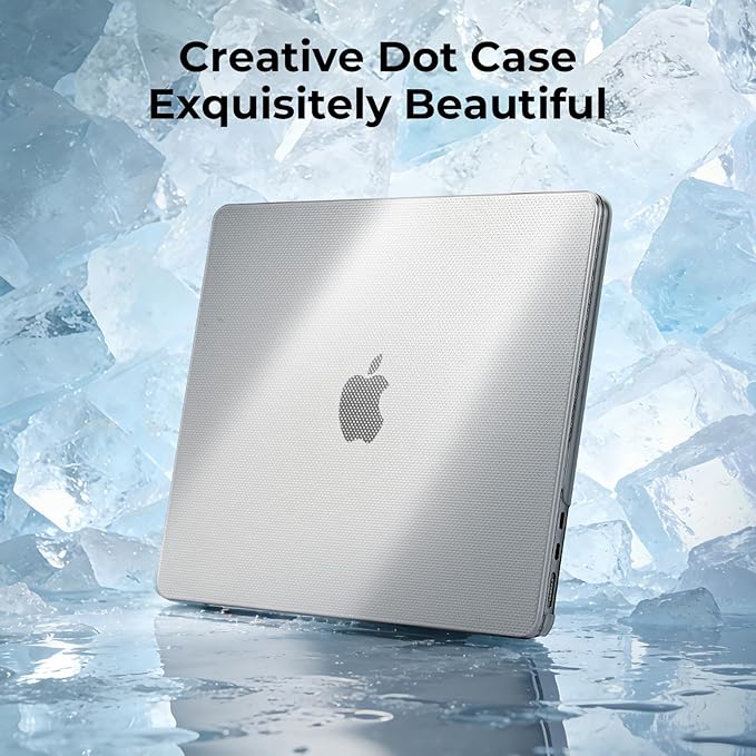 EooCoo Compatible with MacBook Air 13 inch Case M5 2026-2022 M4 M3 M2 Model A3449 A3240 A3113 A2681, Mac Air 13.6 inch Hard Shell & Keyboard Cover & Screen Film & Type-C, Dots Clear