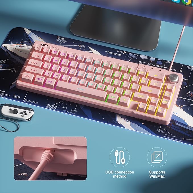 MageGee Mini 60% Gaming Keyboard, RGB Backlit Ultra-Compact Keyboard, TS68 Ergonomic Waterproof Mechanical Feeling Office Computer Keyboards for PC, MAC, PS4, Xbox ONE Gamer