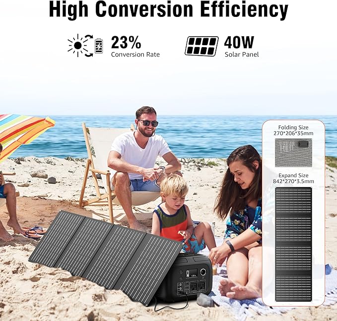 SinKeu Solar Powered Generator 300W Peak/70400mAh, 260Wh Portable Power Station with Panels 40W Included, Solar Generator with AC Outlet 110V for Home Use, Camping, Outdoor, Power Backup