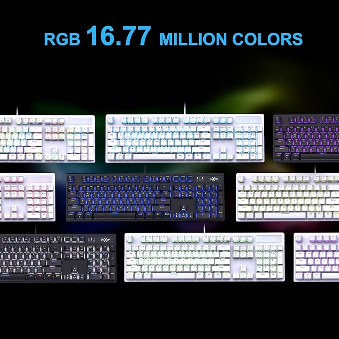 FOXXRAY HKM-88 Full-Size Mechanical Gaming Keyboard, Customizable Keys with Macro Support, RGB Backlit, Equipped with Outemu Red Switches, USB Plug and Play for PC