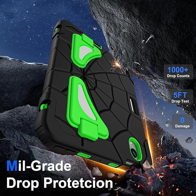 AKABEILA Compatible with Apple iPad mini 6 2021/iPad mini 7 2024 Tablet Case，Lightweight Shockproof Rugged Protective Cover with Kickstand for Kids Children Boys Babies Dark Green