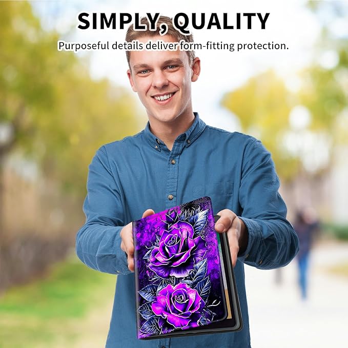 for Case for 6" Kindle 10th Generation 2019 Release (Model No J9G29R) E-Reader Case, Slim Kickstand Stand Leather Smart Cover with Auto Wake/Sleep, Purple Rose Wall