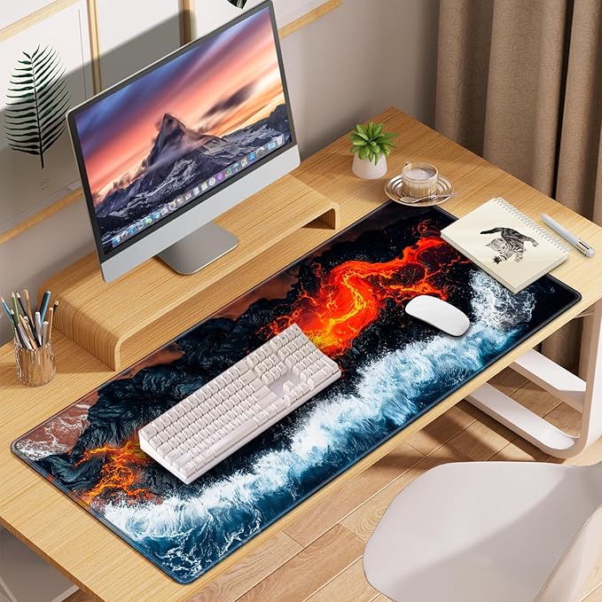 Mousepad, Large Gaming Mouse Pad XXL 35.4×15.7in, Extended Computer Keyboard Mouse Mat Desk Pad for Laptop with Stitched Edges, Waterproof Mousepad for Gamer Home&Office Women