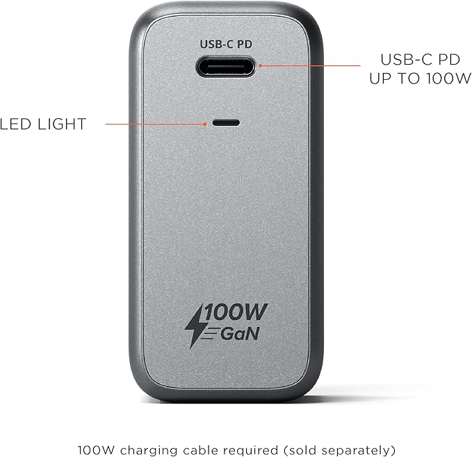 Satechi 100W USB C PD Wall Charger Block – Powerful GaN Tech – Compatible with MacBook Pro/Air M1 M2 M3 M5, 2021 iPad Pro M1, iPhone 16 Pro Max/16 Pro/16/16 Plus