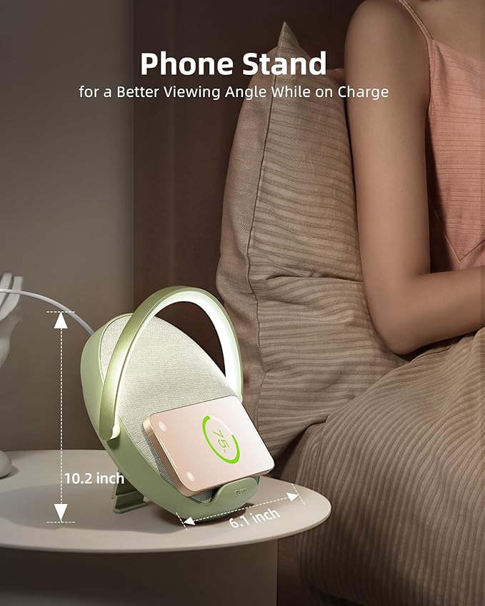 EZVALO Bedside Lamp with Wireless Charger, 4 in 1 Dimmable LED Night Light, Nightstand Touch Lamp, Portable Bluetooth Speaker, Birthday Gifts for Women, Men, Mom, Wife