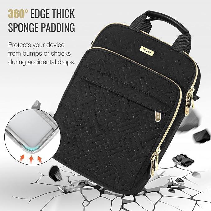MoKo 15-inch Puffer Laptop Sleeve Bag for MacBook Air 15" / Pro 14" M5/M4/M3/M2 2026-2023, Galaxy Tab S10 FE Ultra 14.8" 2025, Puffy Laptop Carrying Case with Handle & Shoulder Strap, Black