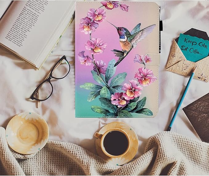 for iPad 9.7 inch Case iPad 6th/5th Generation Case 2018 2017, PU Leather Folio Stand Cute Cover for iPad 9.7 inch/iPad Pro 9.7/iPad Air 2/iPad Air 1, Auto Sleep/Wake, Hummingbird