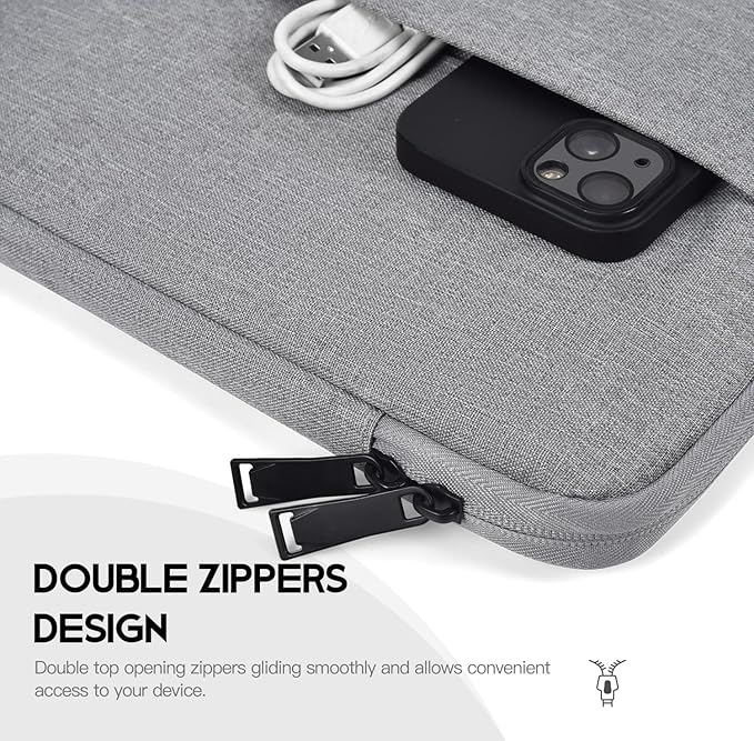 Portable Monitor Sleeve 18.5 inch, Padded Shockproof Carrying Case Compatible with Most 18.5-in Portable Display Monitors, Water-Resistant Monitor Bag Cover with Accessory Pocket Bag -Gray