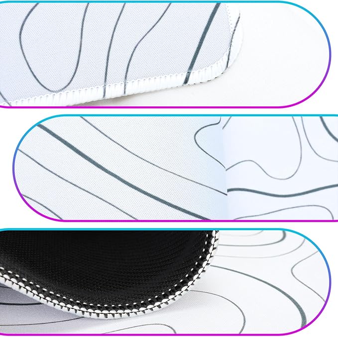 Mouse Pad Gaming Mousepad, 31.5 x 11.8in Large Desk Mat Keyboard Pads Extend Long XL Mouse Mat with Non-Slip Base Desk Accessories for Home Office Keyboard Mouse (White Topographic)