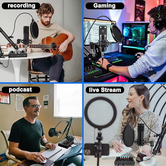 sktome Podcast Equipment Bundle for 2, V8s Voice Changer with BM-800 Podcast Microphone Bundle - Studio Condenser Microphone Perfect for Podcasting, Recording, Singing, Streaming and Gaming