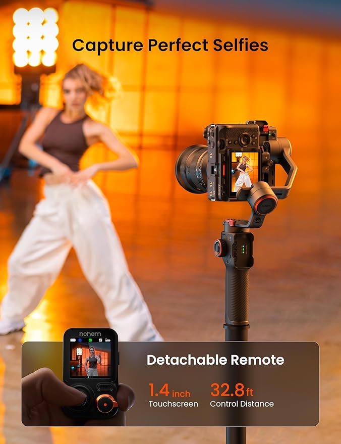 Hohem iSteady MT3 Pro 3-Axis Gimbal Stabilizer for Camera, AI Tracker with CCT/RGB Light, for Mirrorless/Pocket/Action Camera/Smartphone, Detachable Touchscreen Control, for Canon/Nikon/Sony/Fujifilm