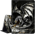 for Amazon Kindle Fire 7 (12th Generation, 2022 Release) 7" Tablet Case, Slim Kickstand Stand Leather Smart Cover with Auto Wake/Sleep, Gray Dragon