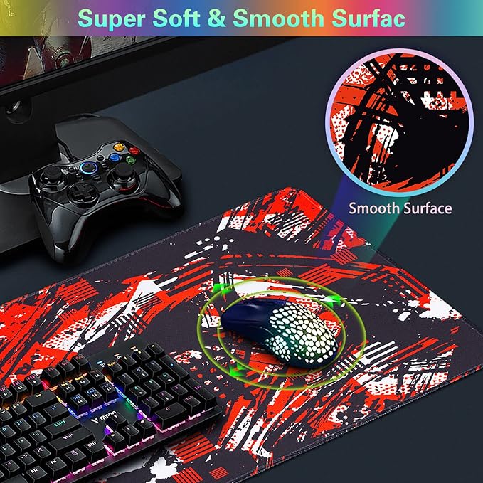Canjoy Gaming Mouse Pad 31.5x15.8inch Extended XXL Large Mouse Pad Big Computer Keyboard Mouse Mat Desk Pad with Non-Slip & Rubber Base & Stitched Edge
