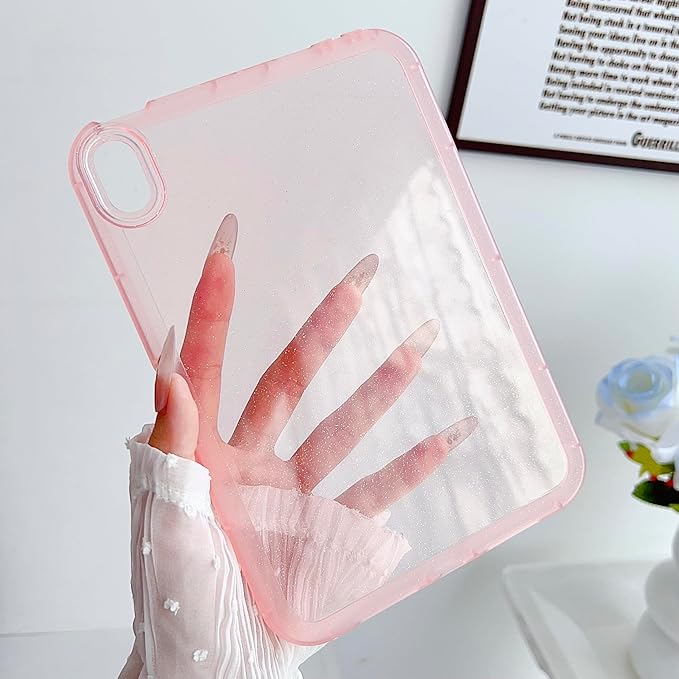 Case for iPad mini 7 (A17 Pro) 2024/ iPad mini 6 Case 2021,iPad mini 7th/6th Generation 8.3 inch, Glitter Clear Soft TPU Back Shockproof Bling Sparkly Silicone Lightweight Thin Cover, Pink