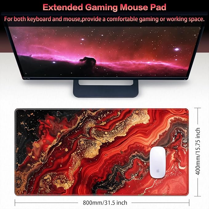 Canjoy Gaming Mouse Pad, 31.5x15.7inch Large Extended Mousepad Big Computer Desk Mat for Keyboard and Mouse Full Desk Mouse Mat with Non-Slip & Rubber Base