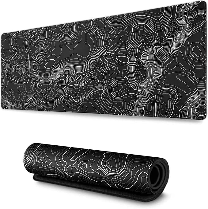 AQQA Large Mouse Pad Mat (35x17 in) Extended XXXL Gaming Mouse Pad with Non-Slip Rubber Base,Background Topographic Map Lines Contour Geographic for Gaming Office Laptop Computer Men Women