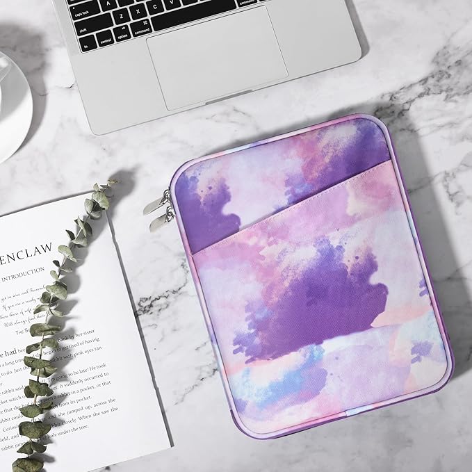 TiMOVO 9-11" Tablet Sleeve Bag for iPad 11-inch A16 2025, iPad 10.9"/10.2"| Air 11 Inch/5th/4th Gen. 10.9", Galaxy Tab A9+/A11Plus 11", Protective Bag with Pocket, Watercolor Purple