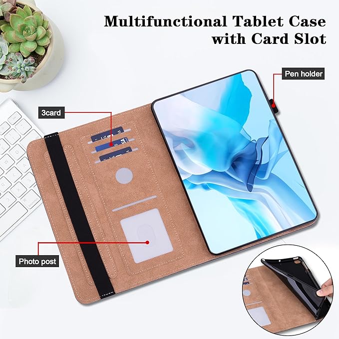 Case for iPad mini 7 2024 (A17 Pro) / Mini 6 2021, Mini 7th/6th Generation Case 8.3 inch, Multi-Angle Viewing Premium PU Leather Cover with Card Slot - Blue Flower