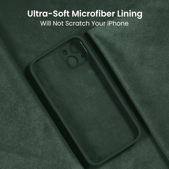 FireNova Designed for iPhone 15 Case, Silicone Upgraded [Camera Protection] Phone Case, Soft Anti-Scratch Microfiber Lining Inside, 6.1 inch, Alpine Green