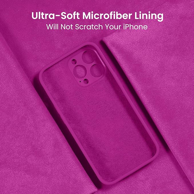 FireNova Designed for iPhone 16 Pro Max Case, Silicone Upgraded [Camera Protection] Phone Case, Soft Anti-Scratch Microfiber Lining Inside, 2024, Dark Fuchsia