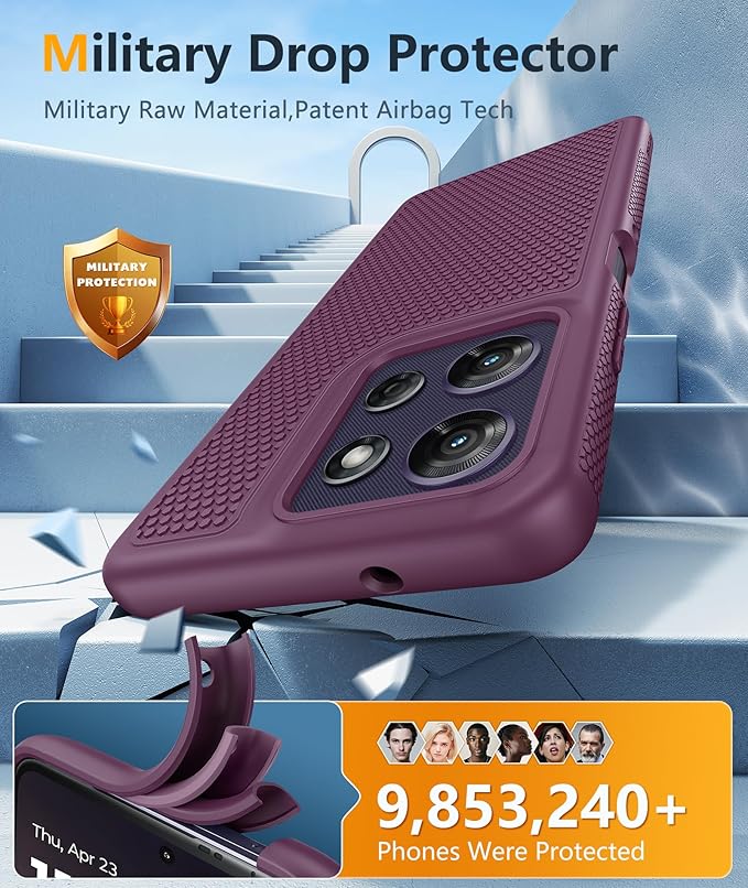 FNTCASE for Moto G-Power 2026 Case: Motorola Moto G Power 2025 Case 14FT Military Grade Drop Protection with Screen Protector Shockproof Anti-Slip Sweat-Resistant Matte TPU Daily Cover (Burgundy)
