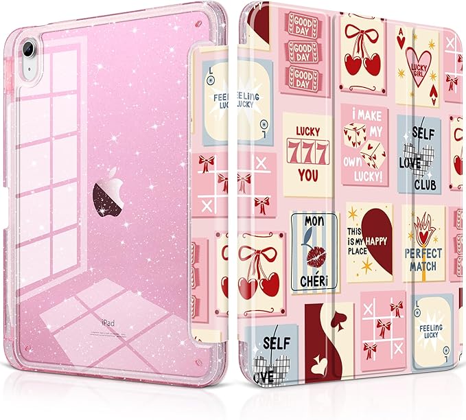 DONGKE for iPad Pro 11 inch Case – Fits M5 2025 / M4 2024, Shockproof Sparkling Glitter Acrylic Back, Pencil Holder, Trifold Stand, Auto Sleep/Wake & Touch ID Support - Lucky You
