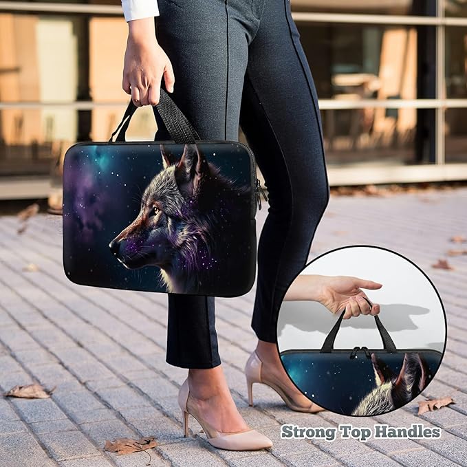 Universal Laptop Sleeve Tablet Case 12 inch, Magic Wolf Slim Carrying Case Durable Handbag Travel Laptop Bag for Surface Pro 9 8 7/Laptop Go 2 3, MacBook Air 11/12