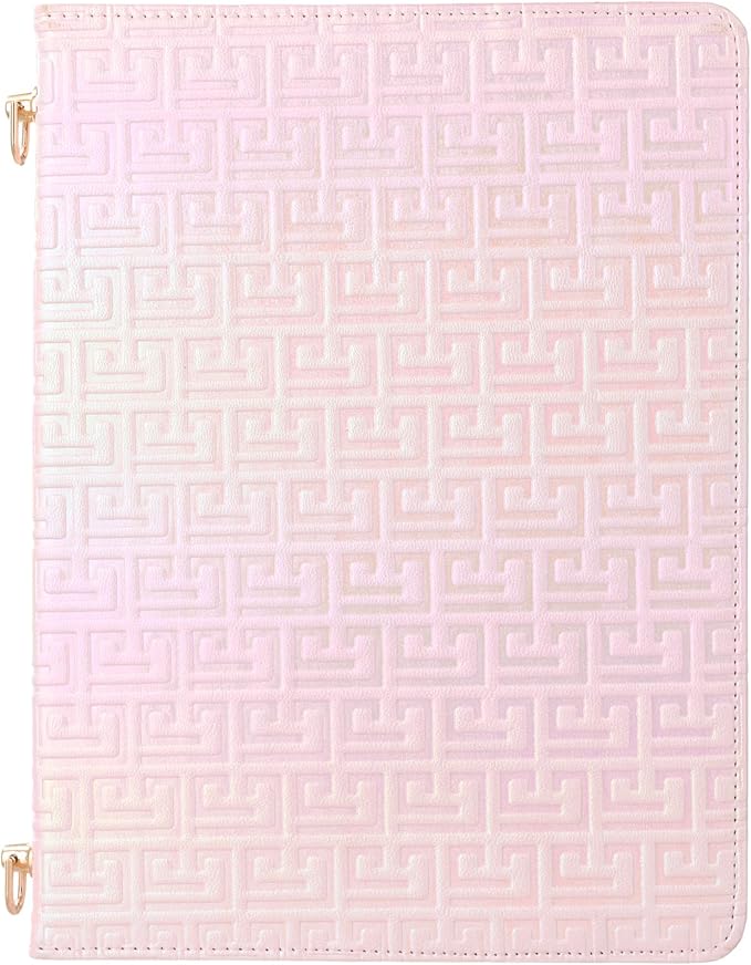 Shiny Case for iPad mini 7 2024/Mini 6th Gen Handbag Case, Techcircle Iridescent PU Leather Folio Envelope Pocket Stand Cover with Hand Strap+Shoulder Strap+Pencil Holder+Card Slots, Shiny Pale Pink