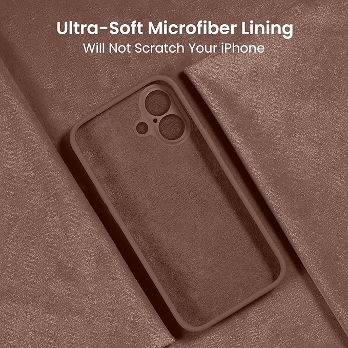 FireNova Designed for iPhone 16 Case, Silicone Upgraded [Camera Protection] Phone Case, Soft Anti-Scratch Microfiber Lining Inside, 6.1 inch, Light Brown