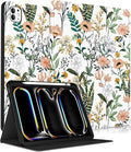 Uppuppy for iPad Pro 11 Inch Case 2024 - Women Girls Cute Folio Smart Cover with Pencil Holder Flower Floral Girly Pretty Kawaii Kids Unique for iPad Pro 11 M4 Cases A2836 A2837 A3006
