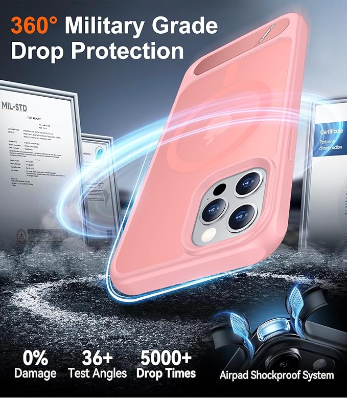 Magnetic Compatible with iPhone 12 Case & iPhone 12 Pro Case, [Built-in Invisible Kickstand][Compatible with MagSafe][Military Grade Shockproof] Slim Translucent Matte Phone Case 6.1"