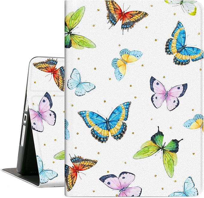 iPad 9th Generation Case, iPad 8th Generation Case, iPad 7th Generation Case, iPad 10.2 Case Kids Girl Boy iPad Case 9th Generation Multi-Angle Viewing Adjustable Stand Auto Wake/Sleep, Butterfly