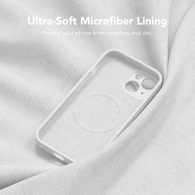 Magnetic for iPhone 14 Case, Compatible with MagSafe, [Full Camera Protection][Screen Protector] Silicone Shockproof Protective Phone Case for iPhone 14 6.1 inch, White