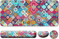 Keyboard Wrist Rest + Mouse Pad with Wrist Support + Desk Mat + Coaster 4 in 1 Set, XXL Large Gaming Mousepad Cute Ergonomic Mouse Pads for Desk Computer Laptop Office Decor-Mandala