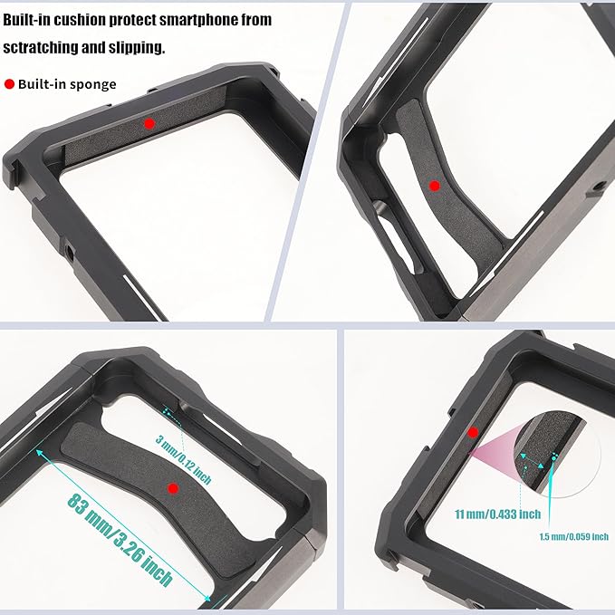 Fotga Universal Smartphone Cage Photo Video Stabilizer + Handles + 67mm Thread Filter Adapter for iPhone 17 16 15 14 Pro Max Samsung Cell Phone Vlog Live Stream Video Record + Cold Shoe Tripod Mount