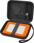 Case Compatible with LaCie Rugged Mini 1TB/ 2TB/ 4TB/ 5TB External Hard Drive Portable HDD, Storage Holder for Hard Drives for Mac and PC Computer & USB 3.0 2.0 Cable SD Cards (Black)