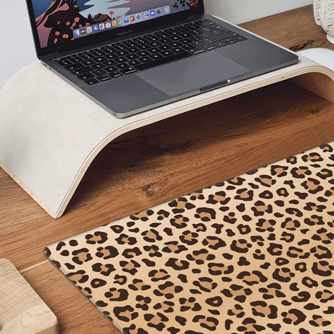 Leopard Print Large Extended Mouse Pads XL Mousepad with Stitched Edges Cheetah Animal Non-Slip Rubber Base Computer Keyboard Pad Desk Mat for Home Office Desk Decor, 29.5" X 15.8"