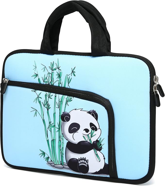14 15 15.4 15.6 inch Laptop Handle Bag Computer Protect Case Holder Notebook Sleeve Neoprene Cover Soft Carrying Case with Extra Pockets for Dell Lenovo Toshiba HP Chromebook ASUS Acer(Cute Panda)